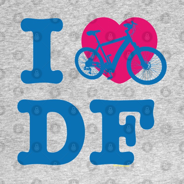 I Love Cycling DF / Yo Amo andar en Bicicleta en el DF Blue Pink / Chilango Pride / Orgullo Chilango Graphic by chilangopride